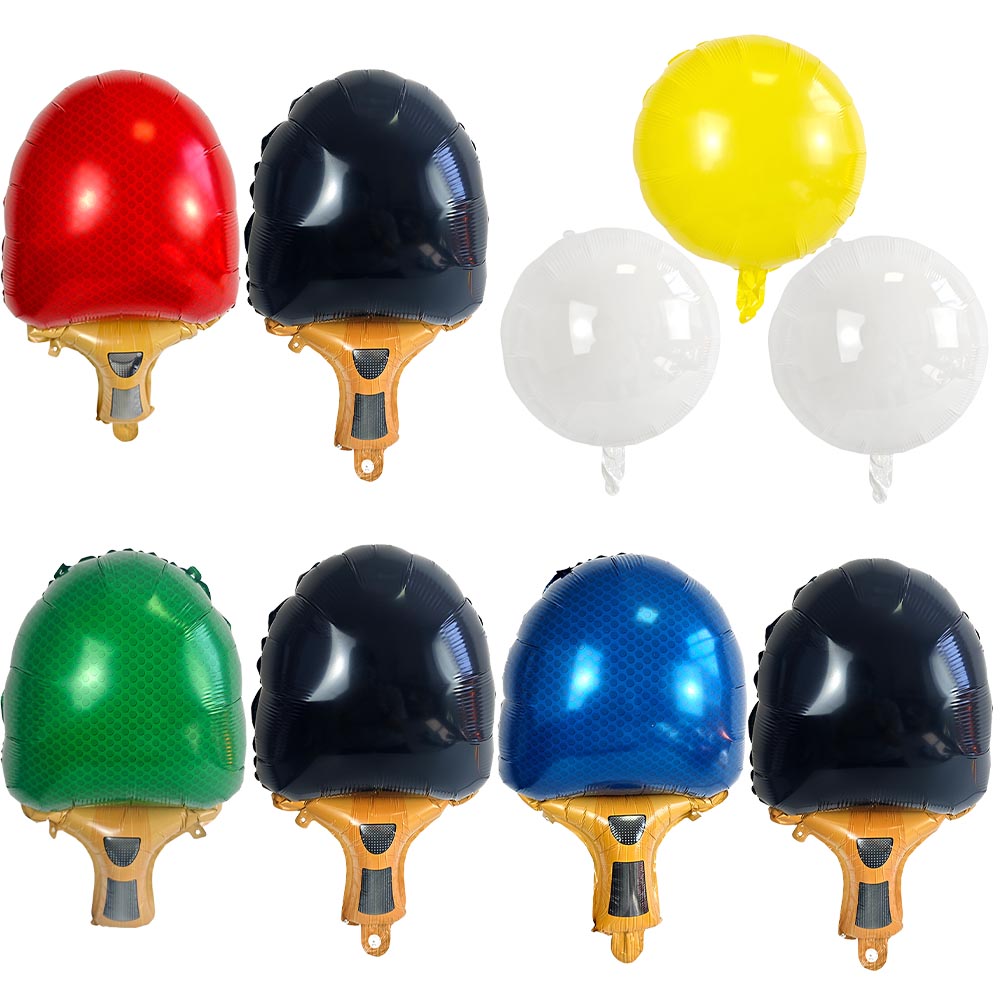 Table Tennis Ball - 卓球ラケットフォイルバルーン マルチカラー ピンポンパドルバルーン ピンポンボール付き スポーツテーマ 誕生日パーティー飾り